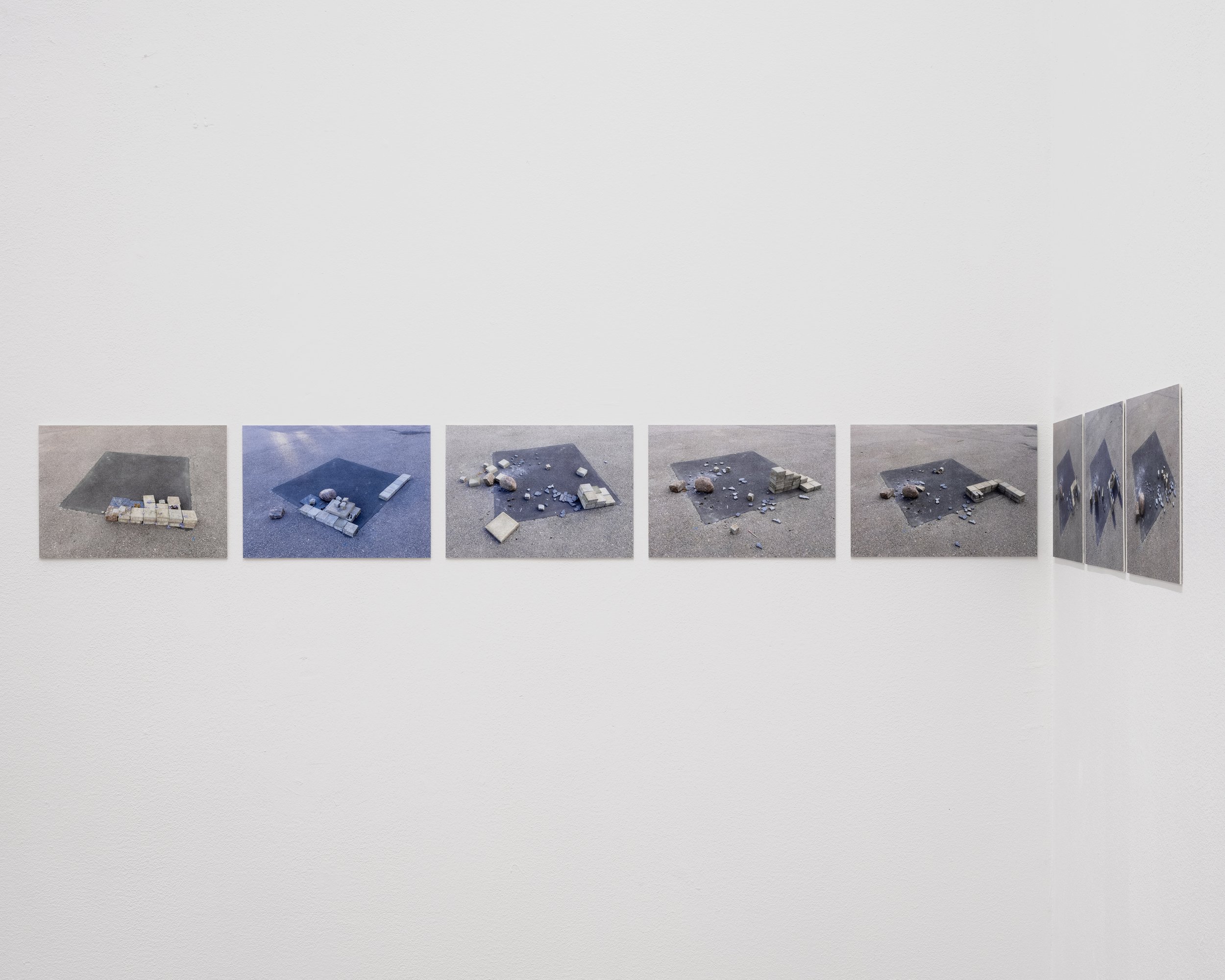 Over the course of a week in April 2025, I watched from the window of my studio the space in the parking lot collectively being shaped by babies, children, and adults. Working both individually and in groups, they built upon one another’s work using 