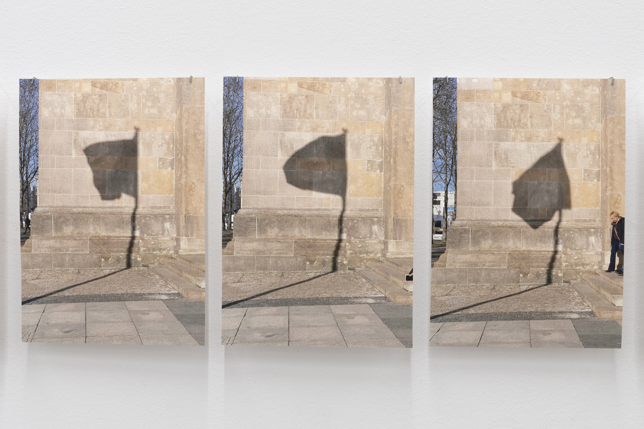 grey flags, 2026, inkjet prints on Fabriano paper, handmade nails, magnets