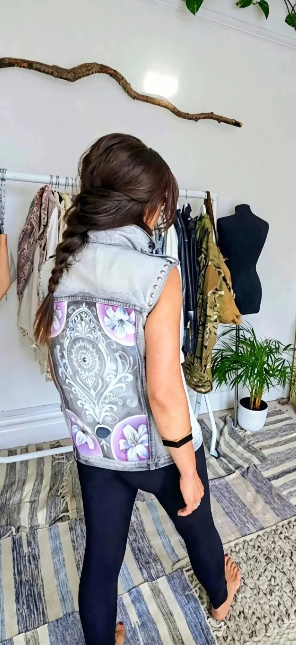 Painted denim waistcoat