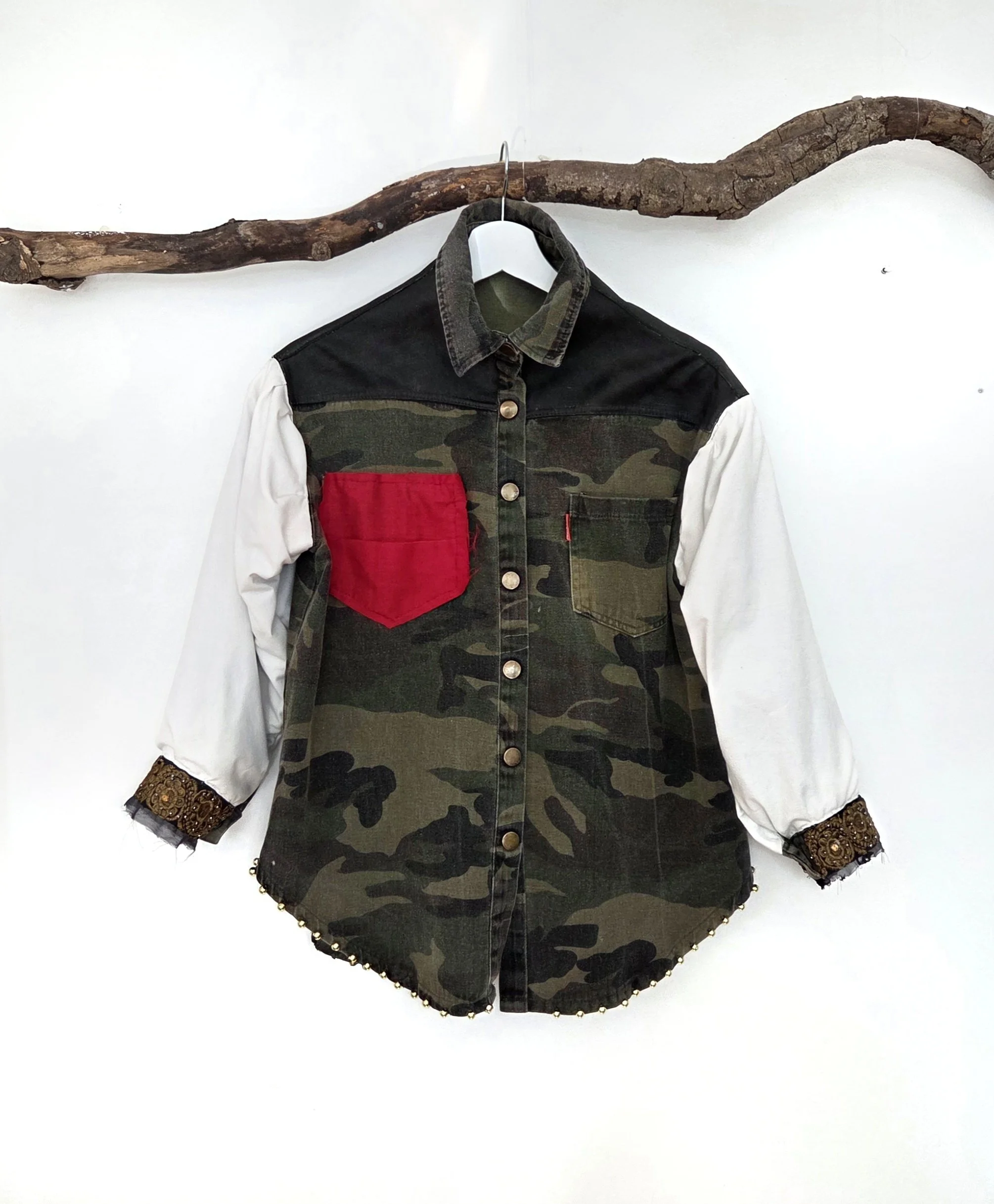 Camo painted reworked shirt