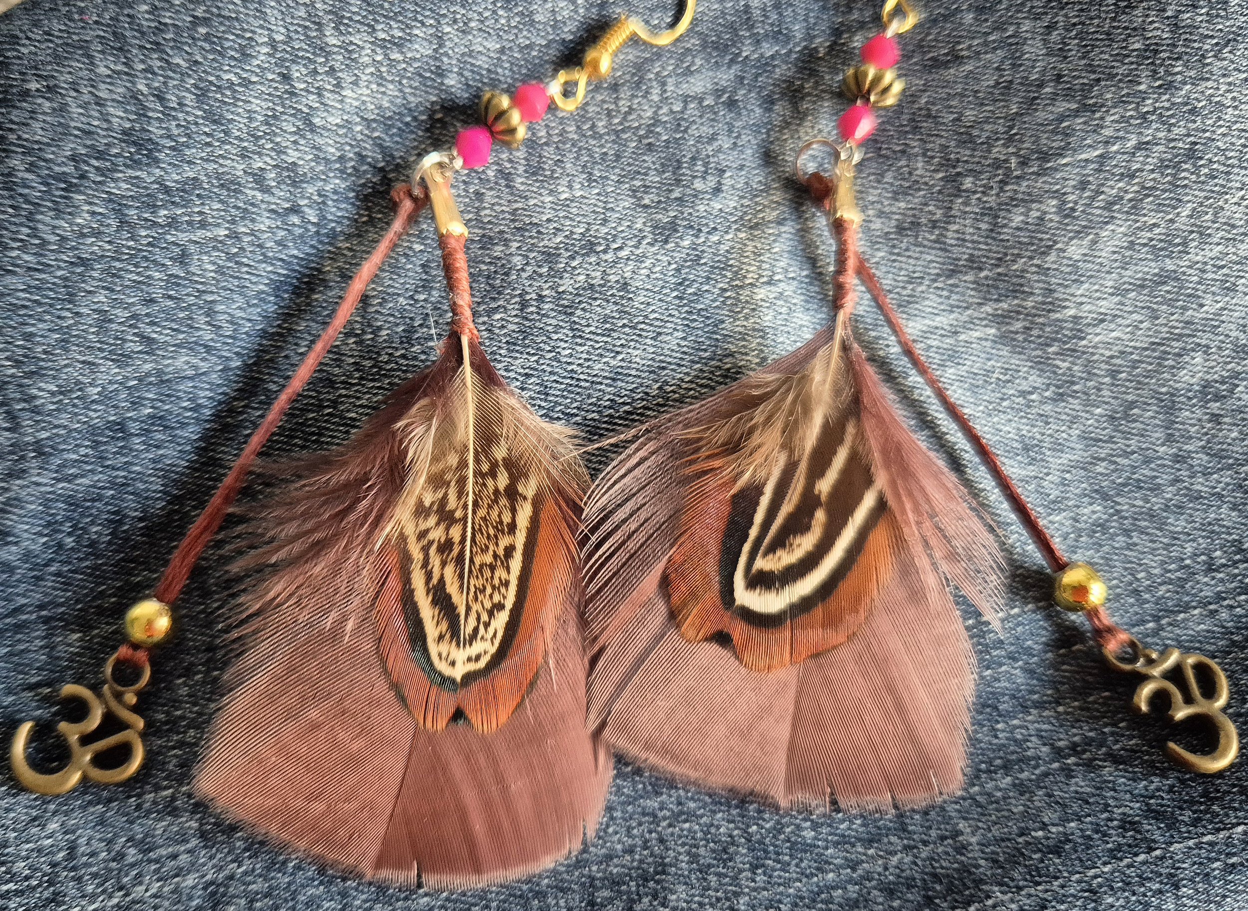 Brown feather om boho earring.jpg