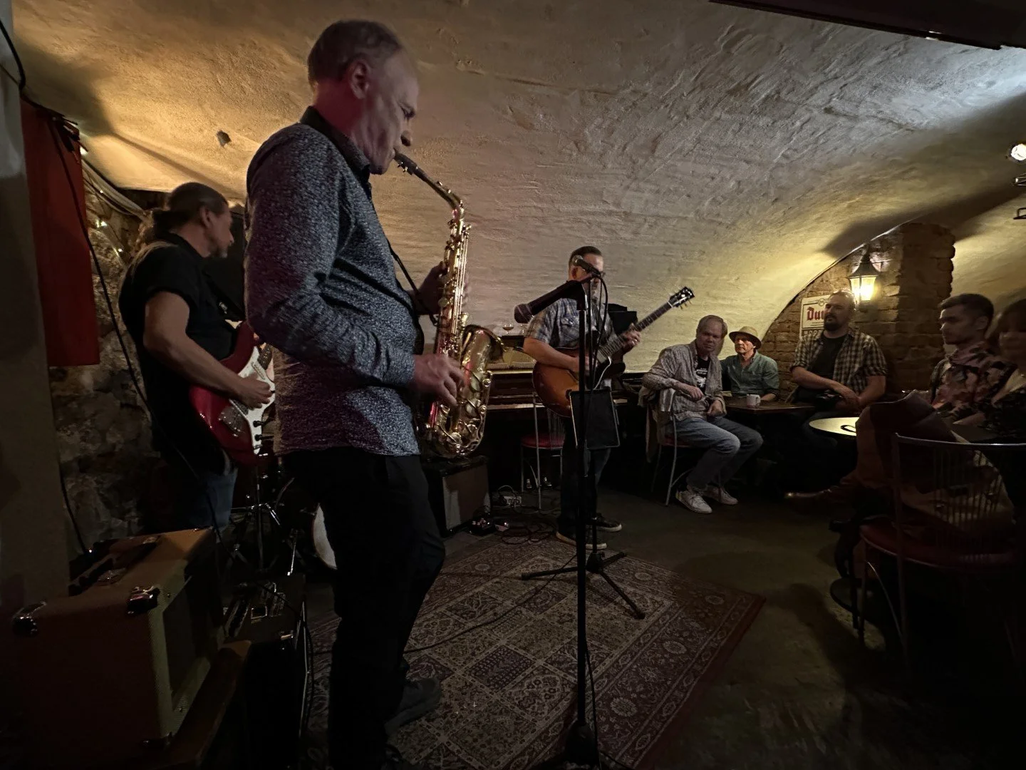 Jamming in an ancient underground restaurant of S:ta Clara Bierhaus in Gamala Stan, (Old Town). It was run by a cat from Seattle
