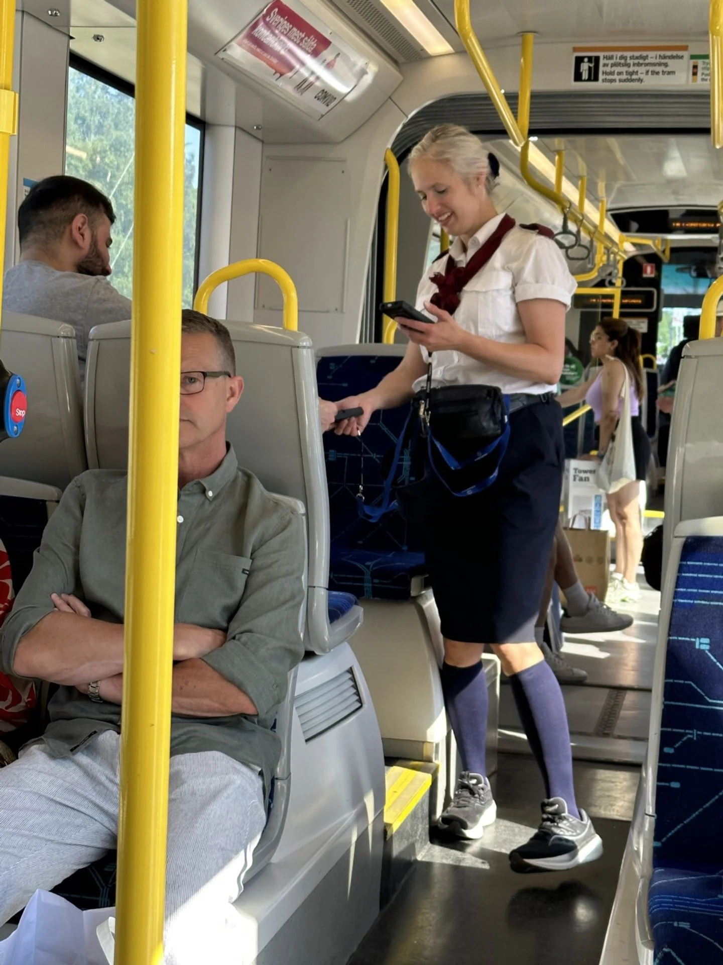 Train conductor on the Lidingöbanan line