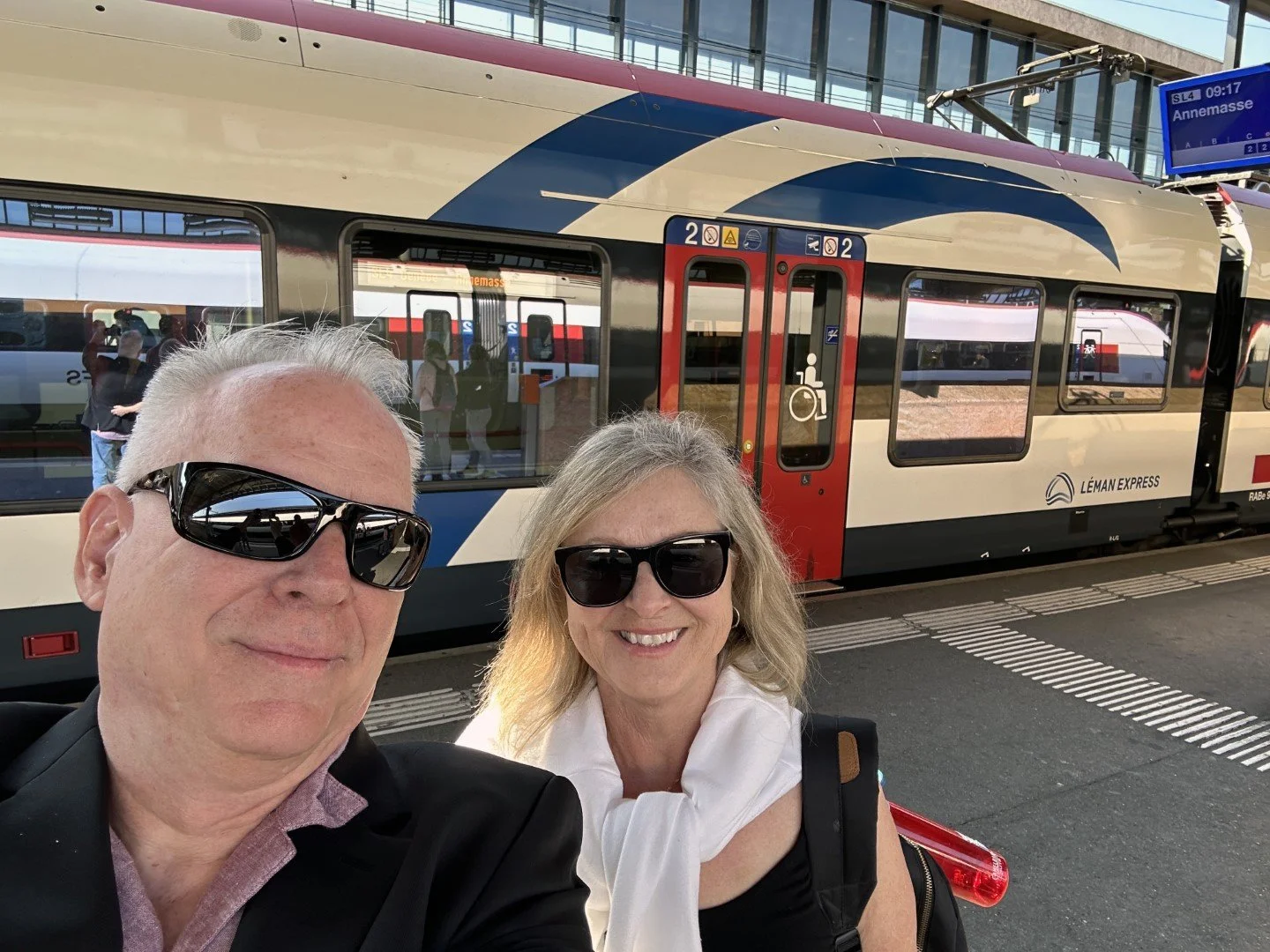 Catching the last train in Switzerland to the airport to go to Stockholm