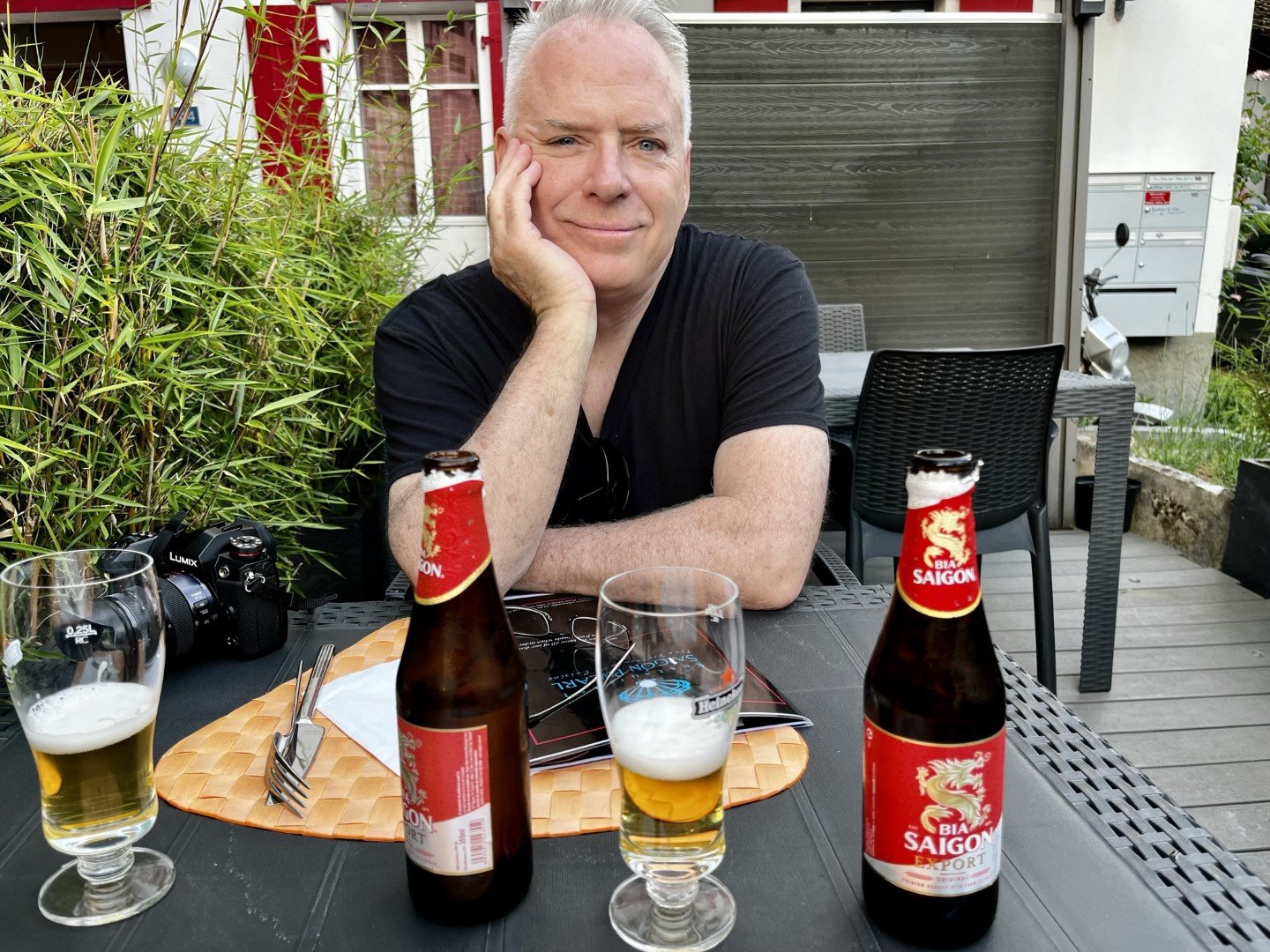 Kelly is happy - his first beer of the trip!