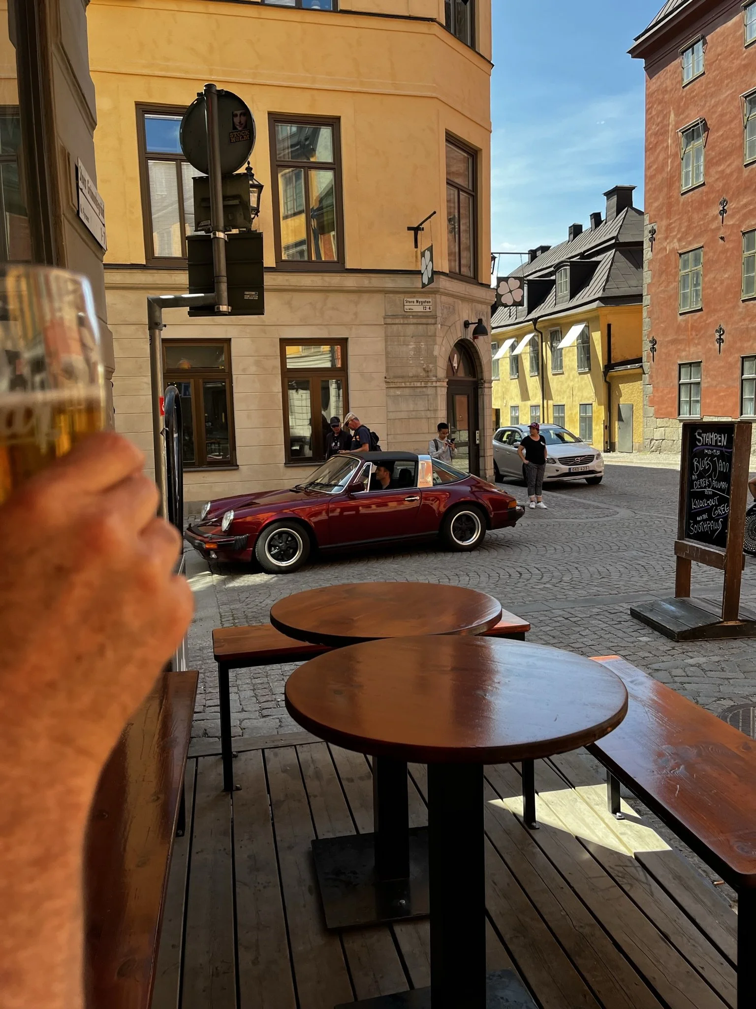 Stampen, (The Pawnshop), Club. Jazz and Blues and a beer outside when it's warm. Nice Porsche!