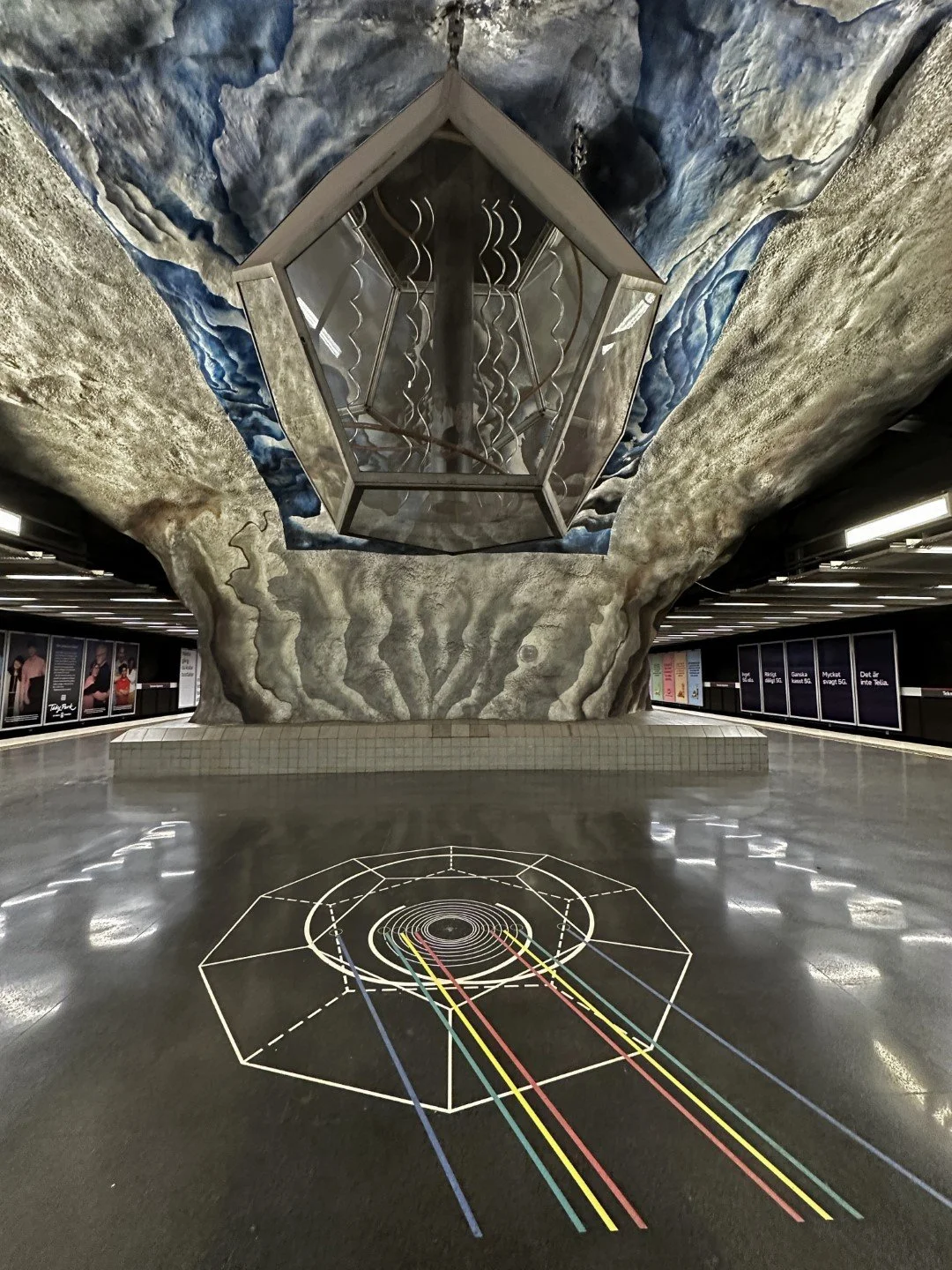 The Tunnelbana, (subway), Technika Högskolan station, aka, the Royal Institute of Technology. The art here takes on a scientific feel