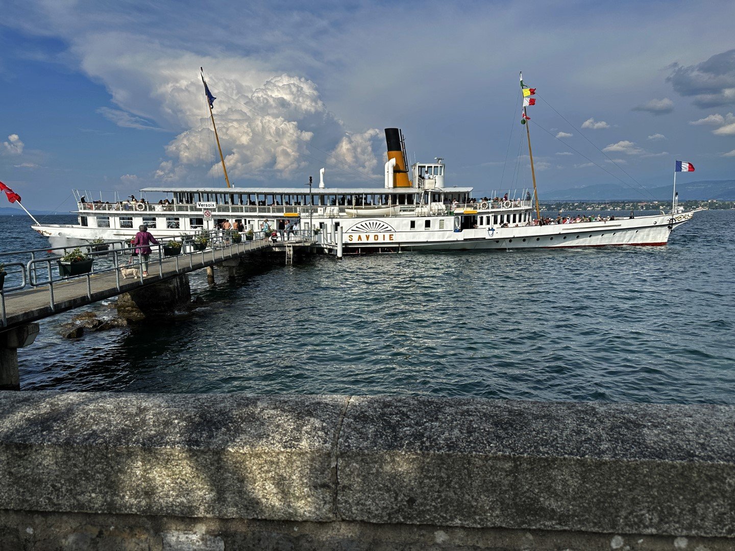 The boat docked at Versoix.
