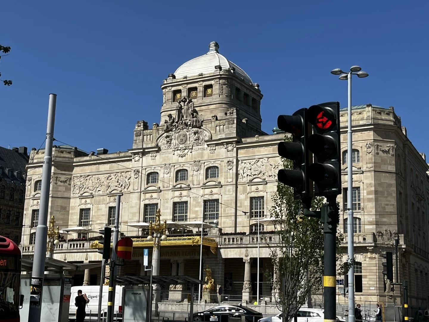 Kungliga Dramatiska Teatern (the Kings Theater) in Nybroplan, Stockholm, where we caught the water taxi to Saltjobaden