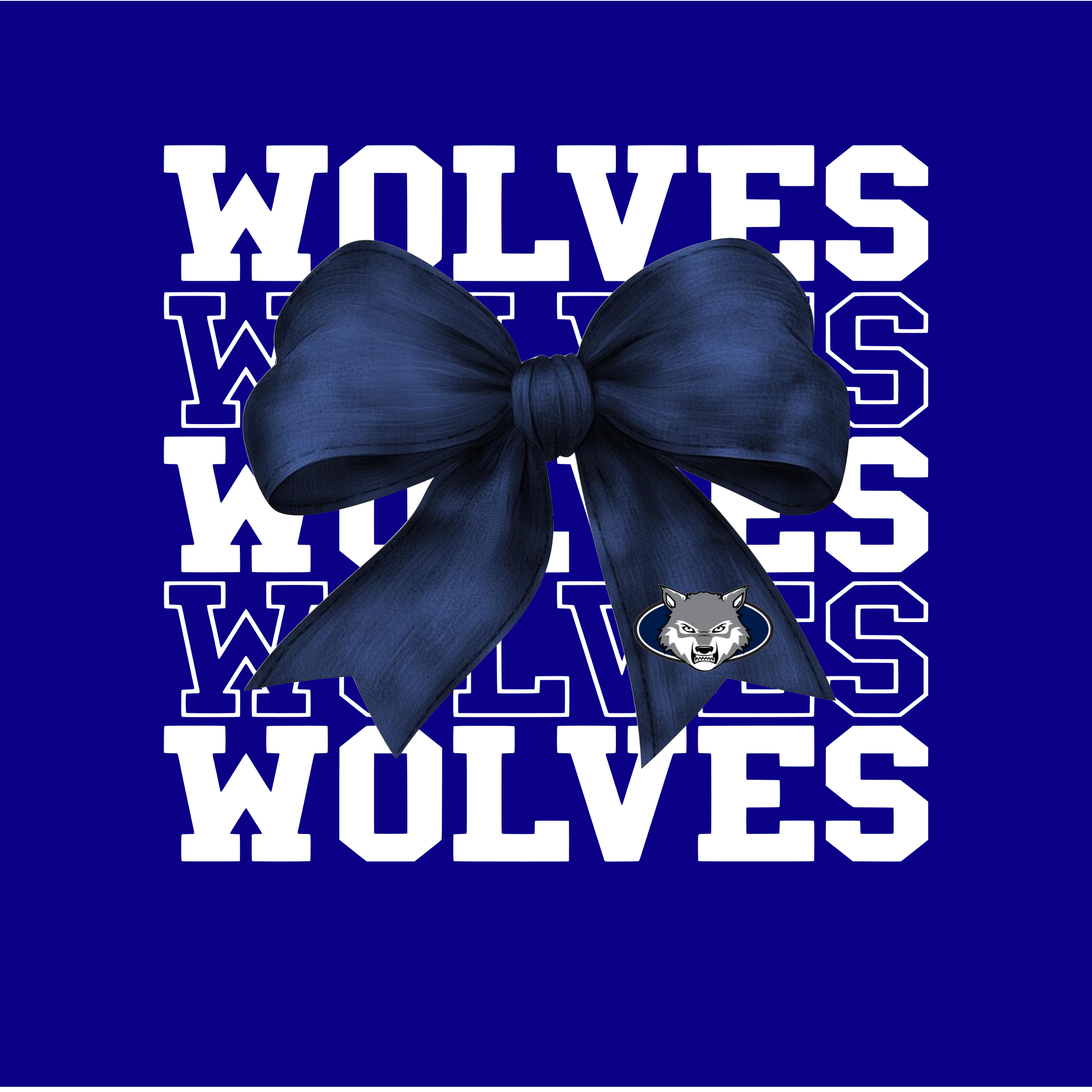 Wolves stacked w/ navy bow
