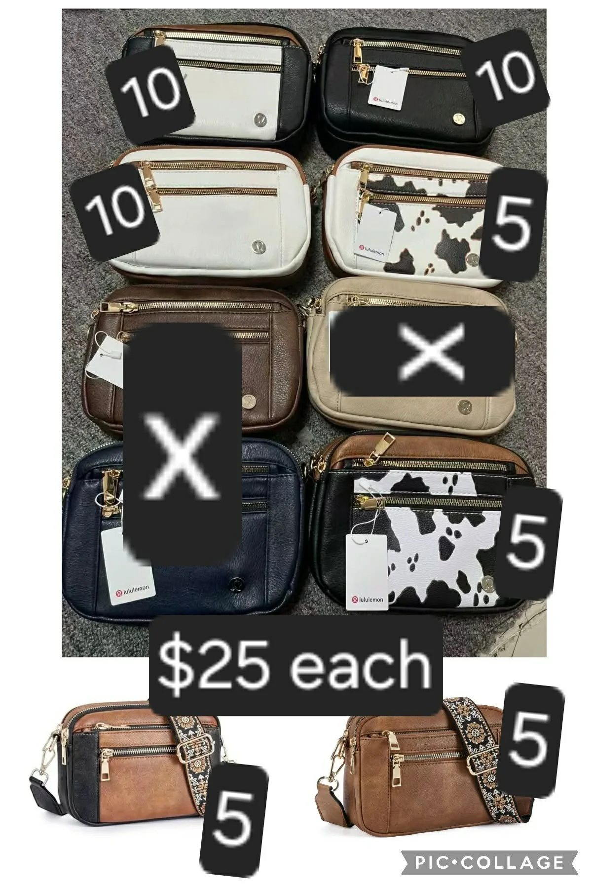 Leather belt bags w/ double zipper