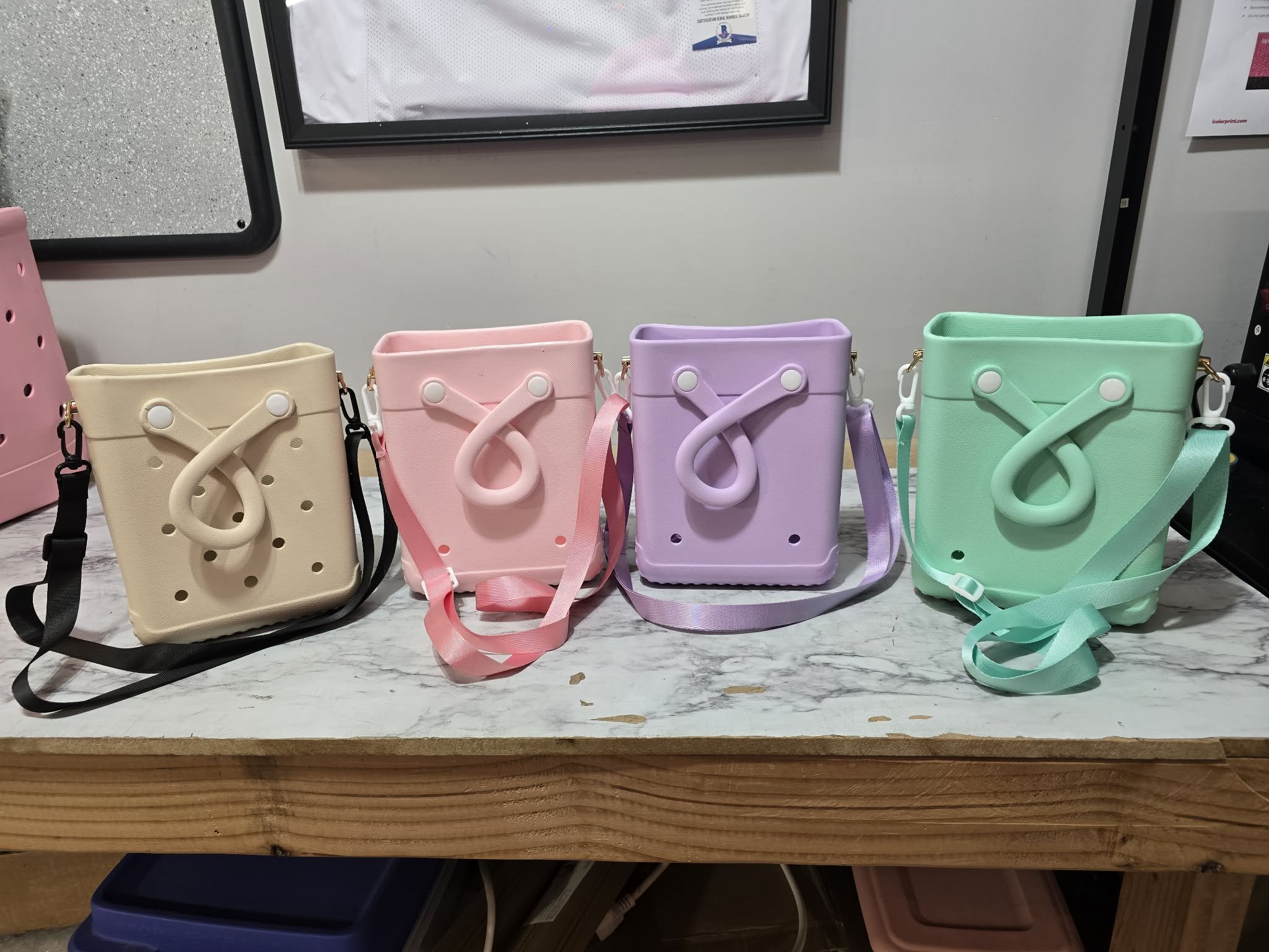 Mini rubber beach bags