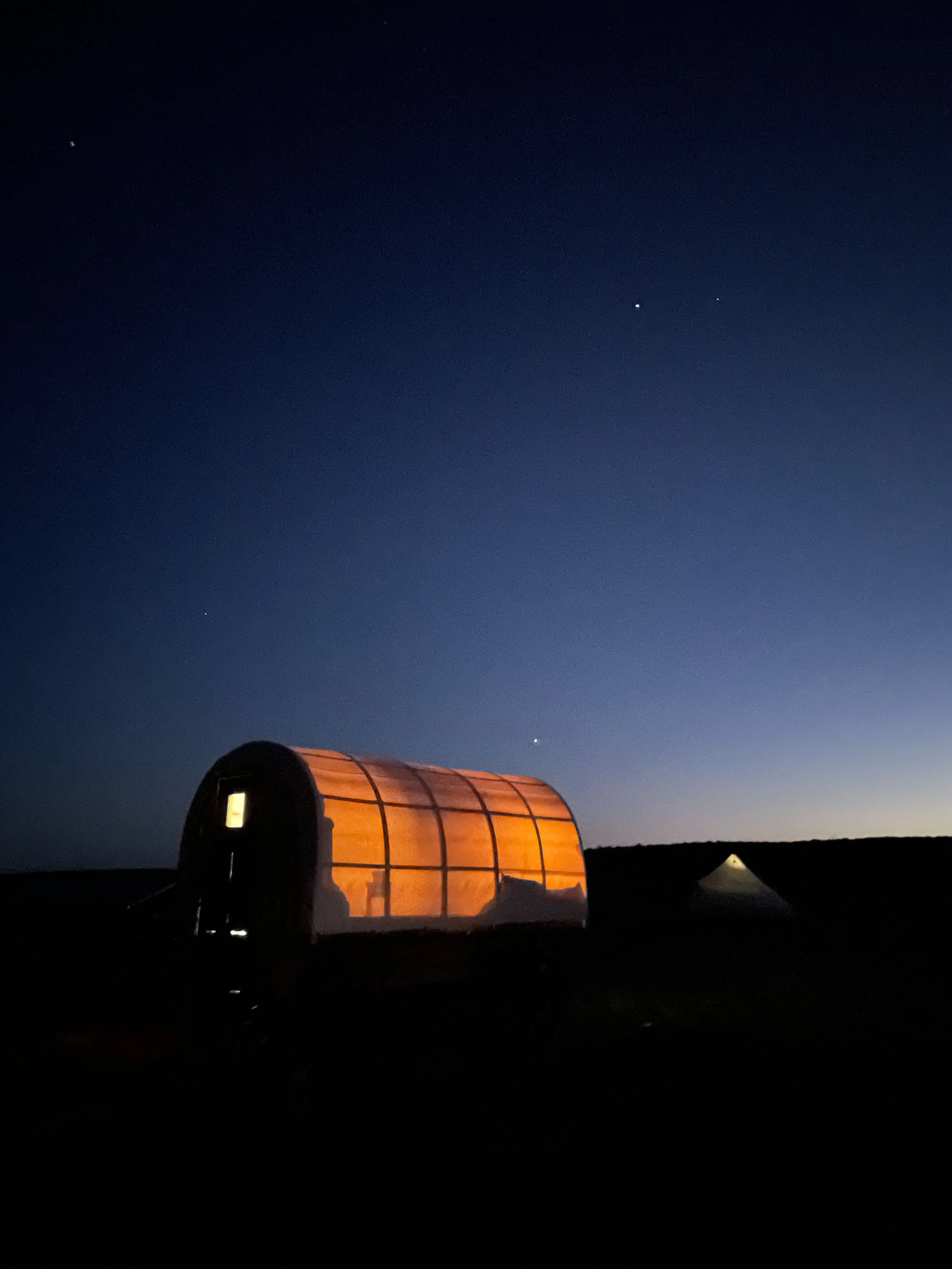 nightfall at shah dine eco-retreat; the most stars you will ever see; page, AZ