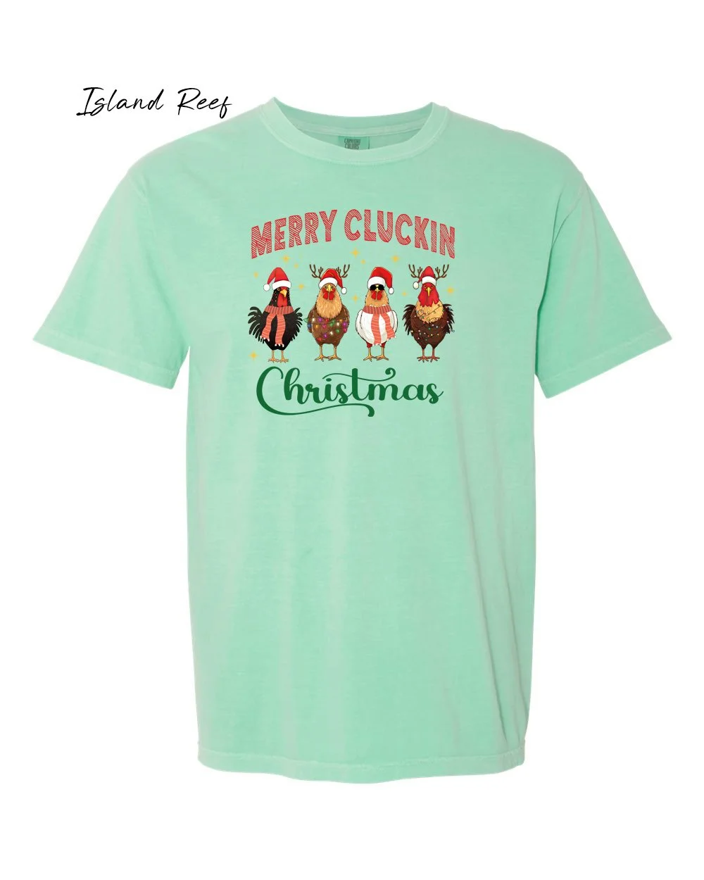 Cluckin Xmas on Island reef tshirt.jpg