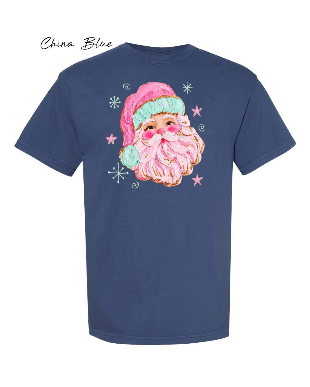 Painted Santa on China Blue tshirt.jpg
