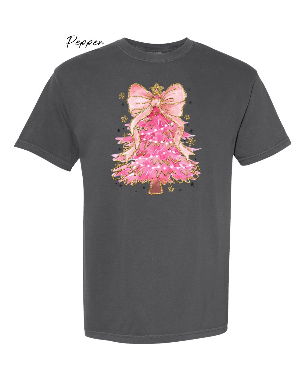 Pink tree bow on Pepper tshirt.jpg