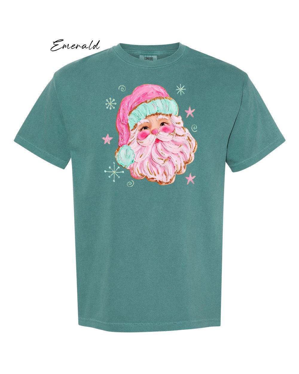 Painted Santa on Emerald tshirt.jpg