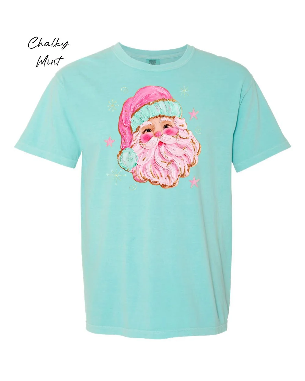 Painted Santa on Chalky Mint tshirt.jpg