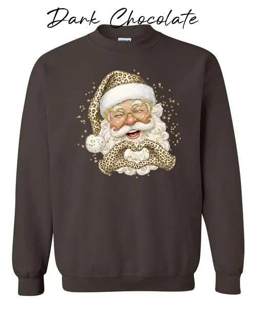 Santa hand heart on Dark chocolate sweatshirt.jpg