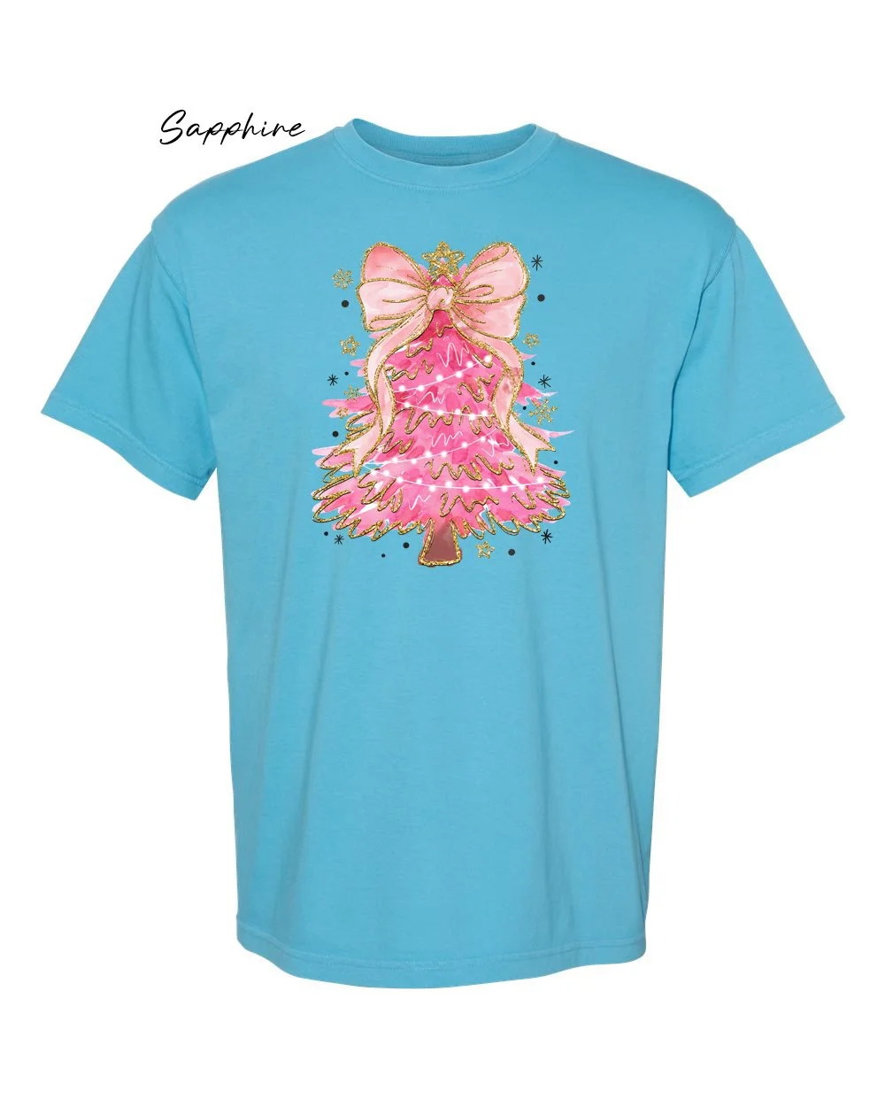 Pink tree bow on Sapphre tshirt.jpg