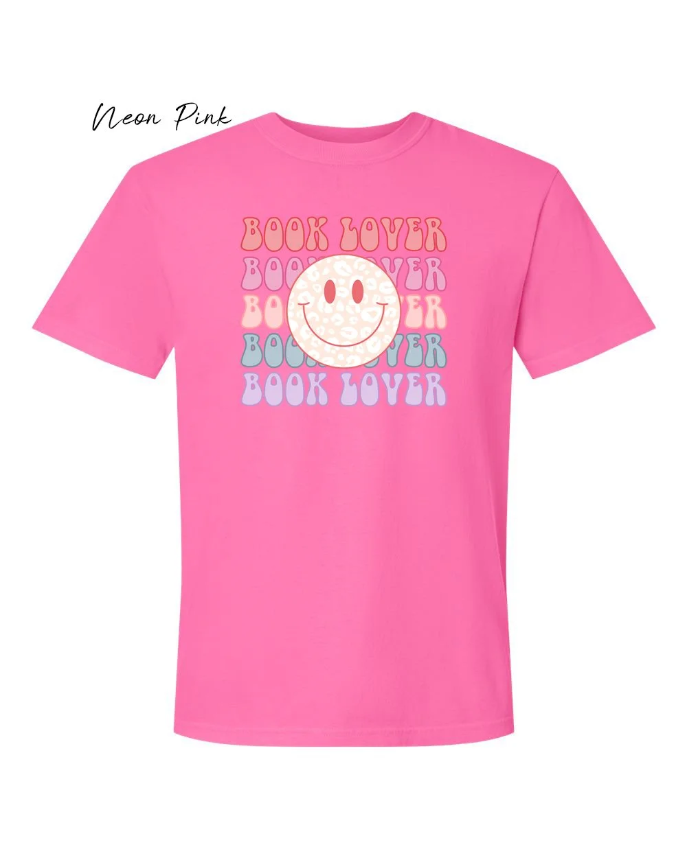 Booklover on Neon Pink Tshirt.jpg