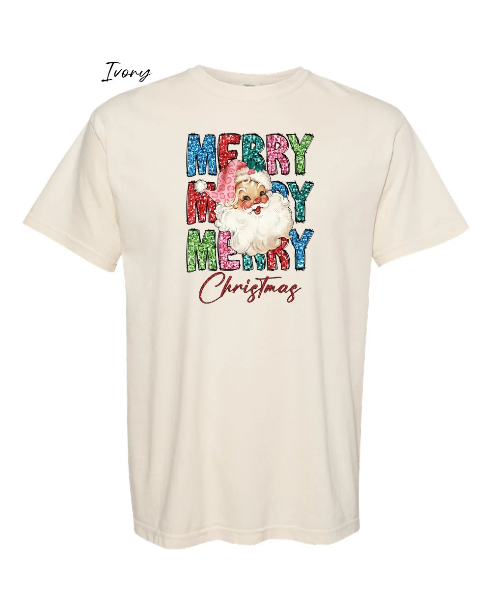 Merry Xmas glitter on Ivory tshirt.jpg