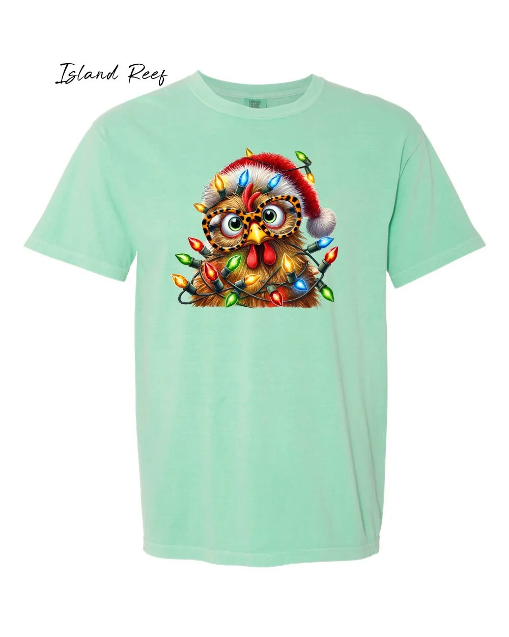 Chicken in lights on Island reef tshirt.jpg