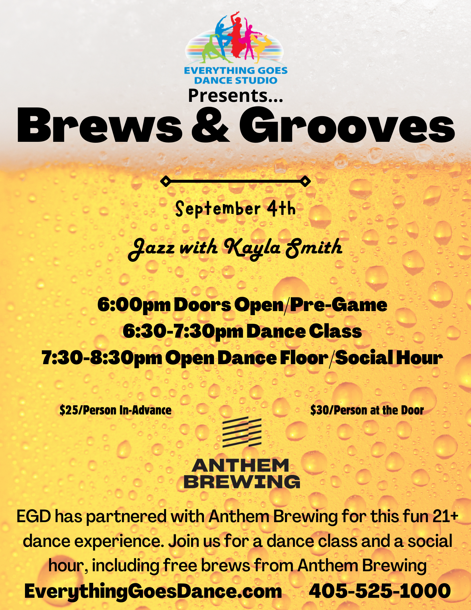 Brews & grooves flyer, september 4th Jazz with kayla Smith