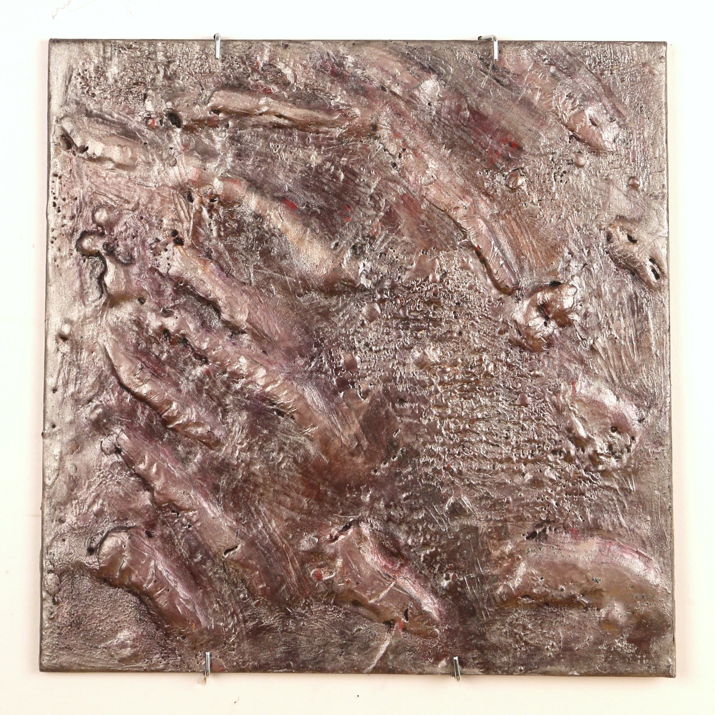 Silver Welts, encaustic, gouache, pigment, 12" x 12", 2023