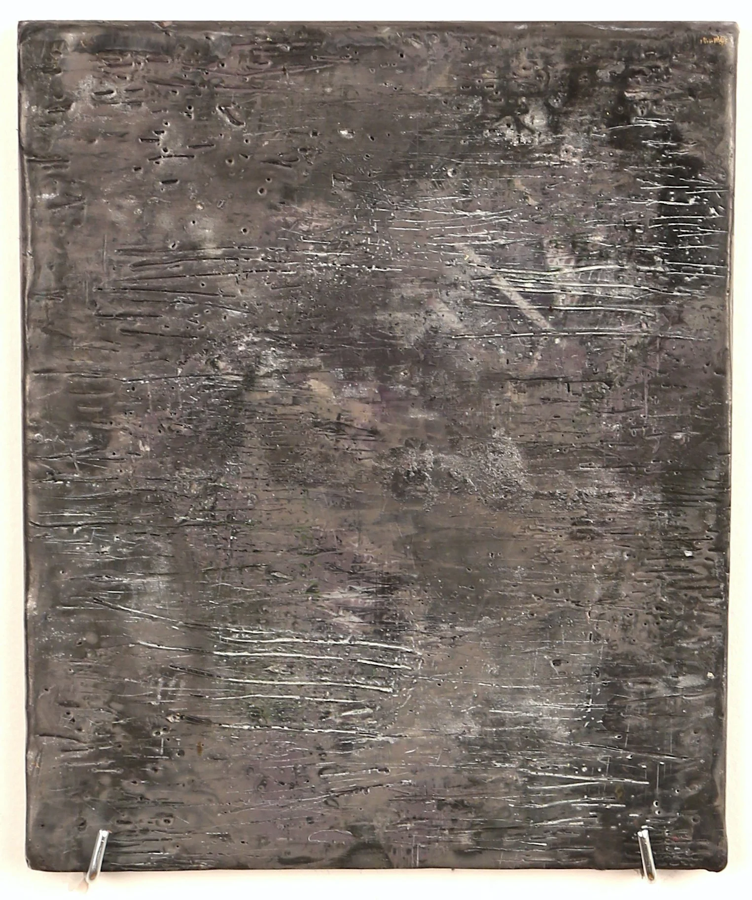 Irish Asphalt, encaustic, oil pigment, graphite, 7" x 9", 2020