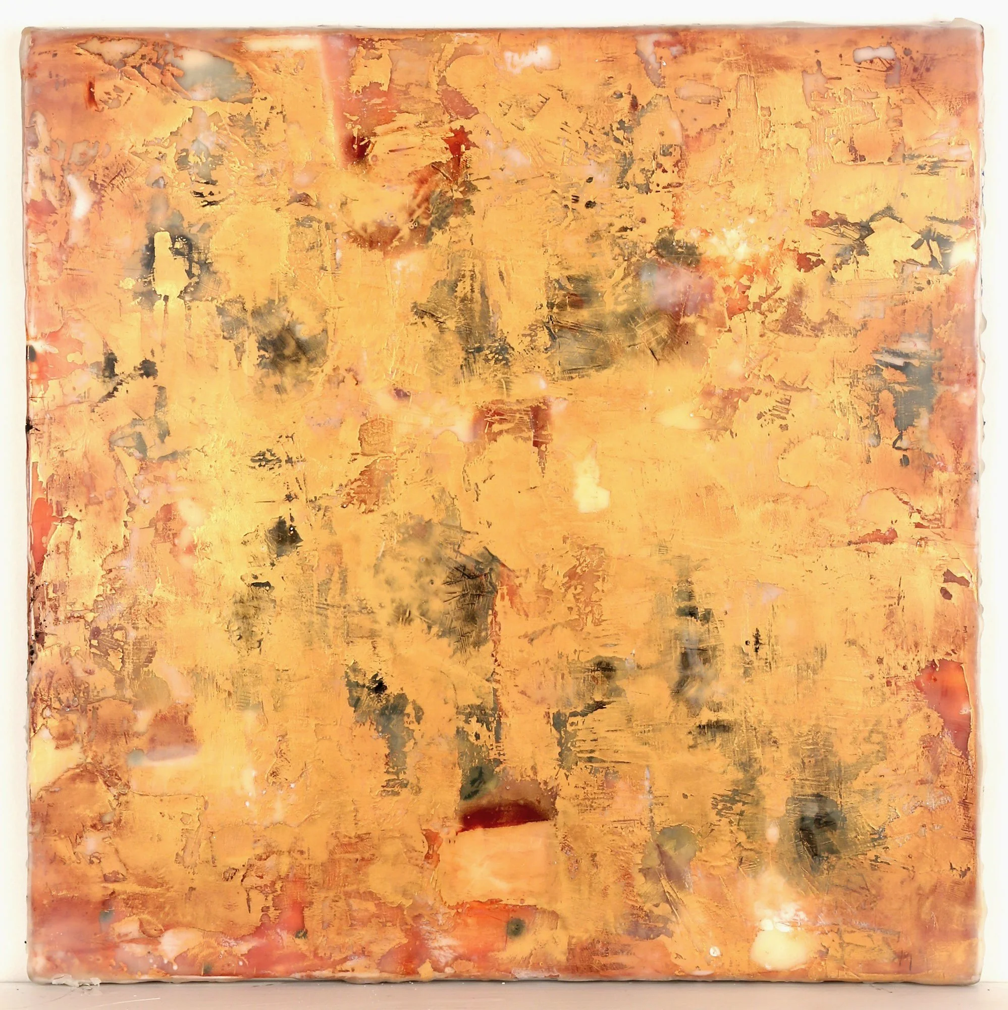 Annunciation, Encaustic, gouache, 12" x 12", 2022