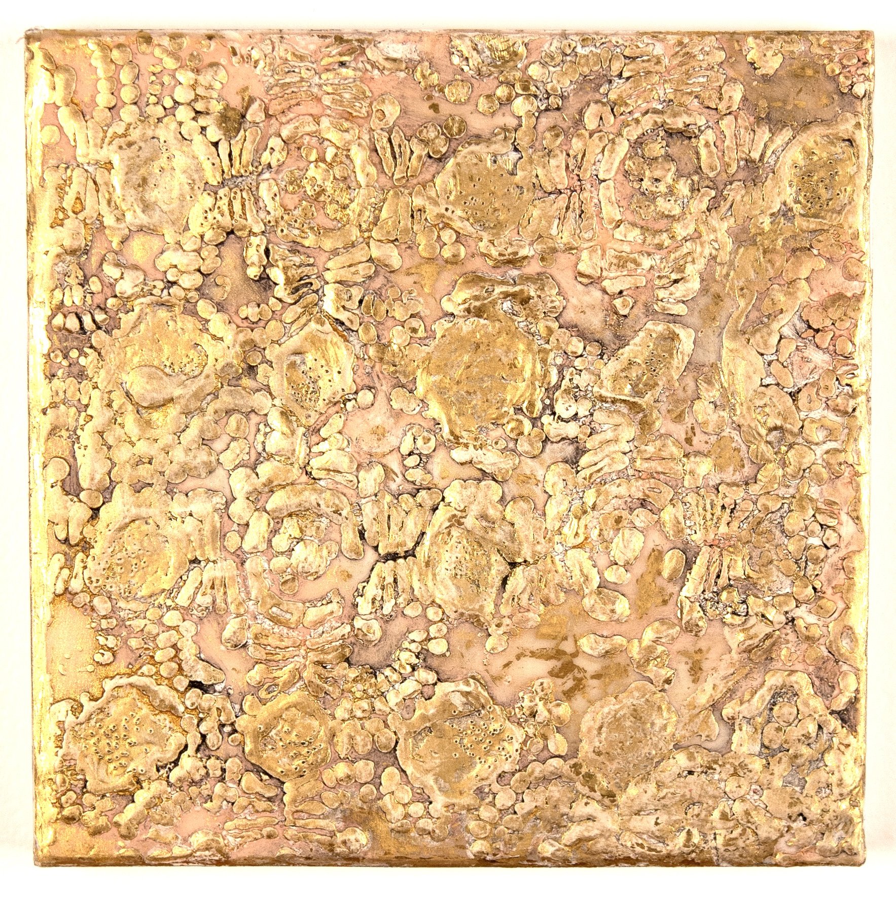 Effriter,  Encaustic, gold foil, gouache, 10" x 10", 2025
