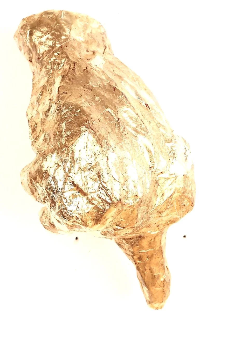 Midas's Hand, gold leaf, kozo paper, wire, acrylic, 