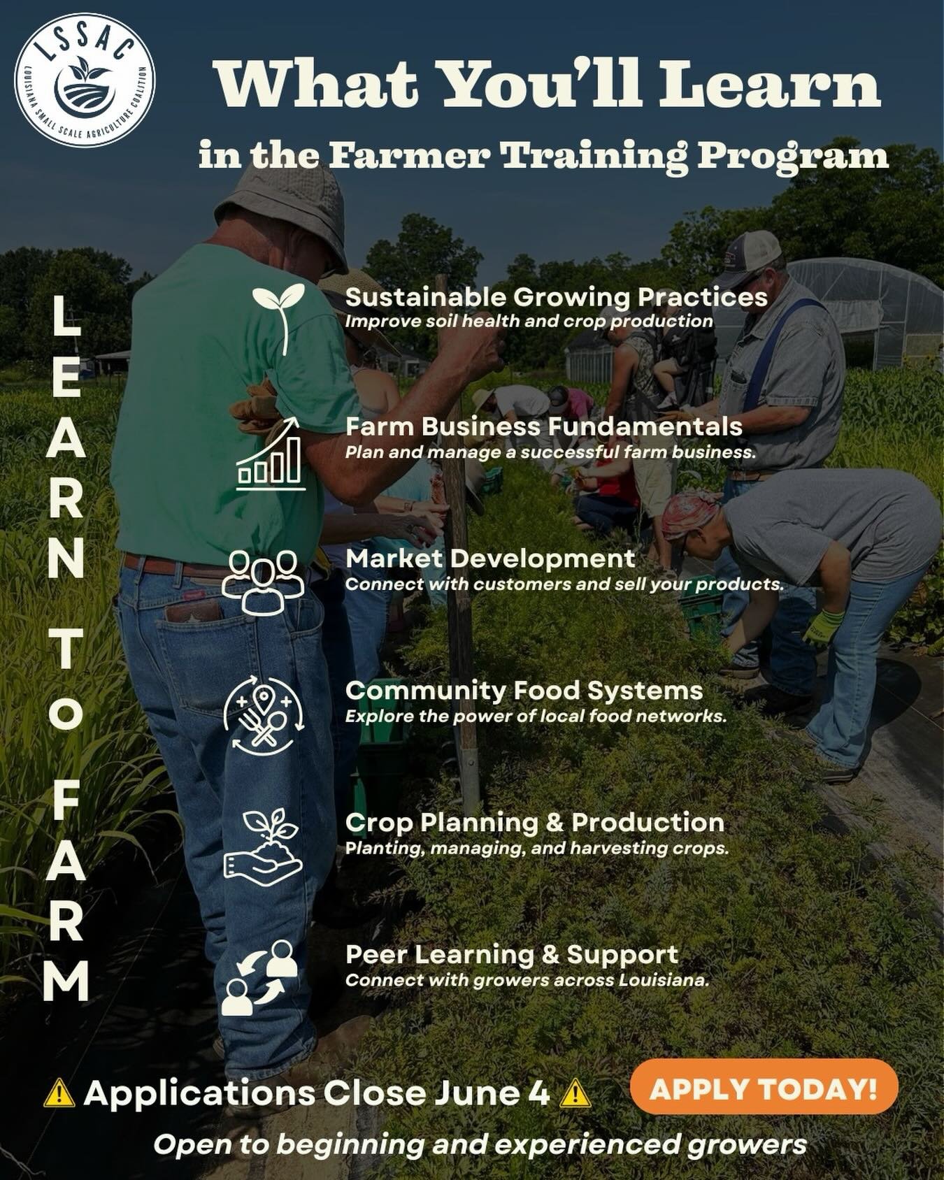 🚨 TODAY IS THE DEADLINE! 🚨

Have you been thinking about starting a farm, growing food for your community, or taking your growing skills to the next level?

This is your last chance to apply for the 2026 Farmer Training Program.🌱

Don&rsquo;t let 
