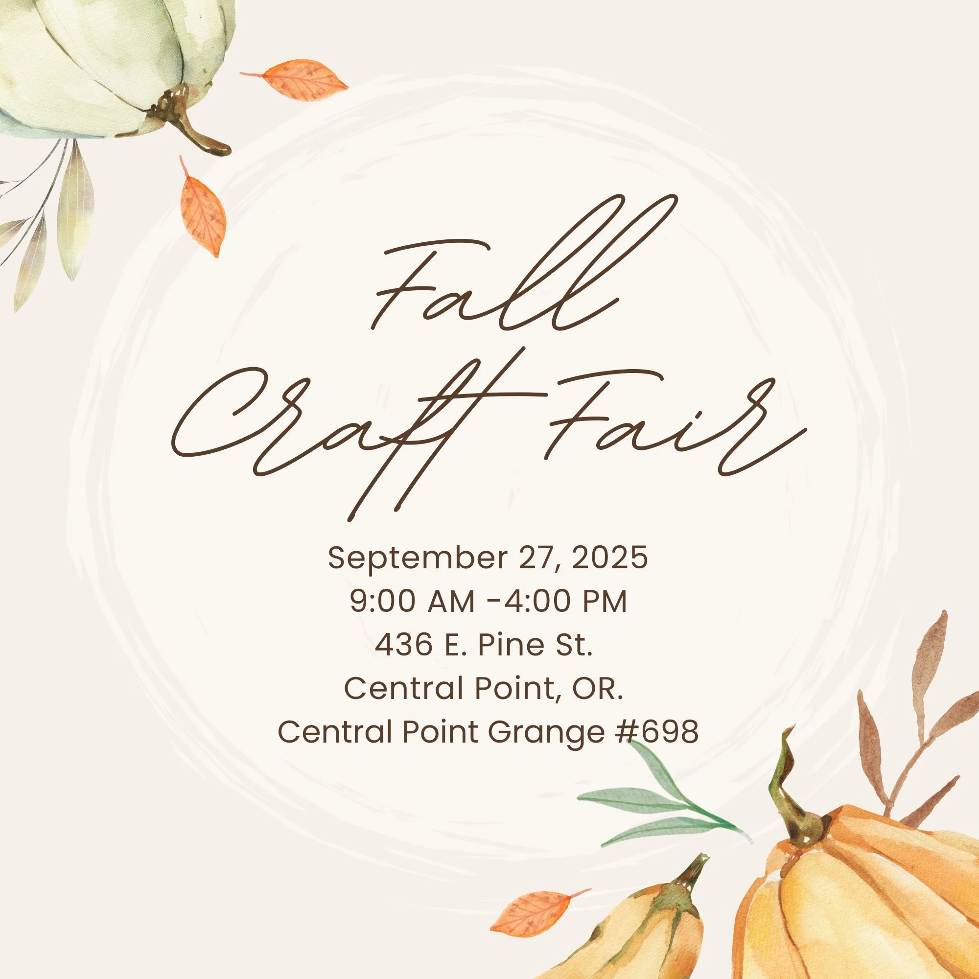 2025 Fall Craft Fair at the Central Point, OR Grange