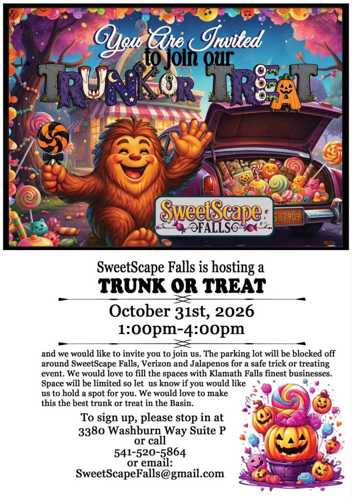 sweetscape falls trunk or treat southern oregon halloween