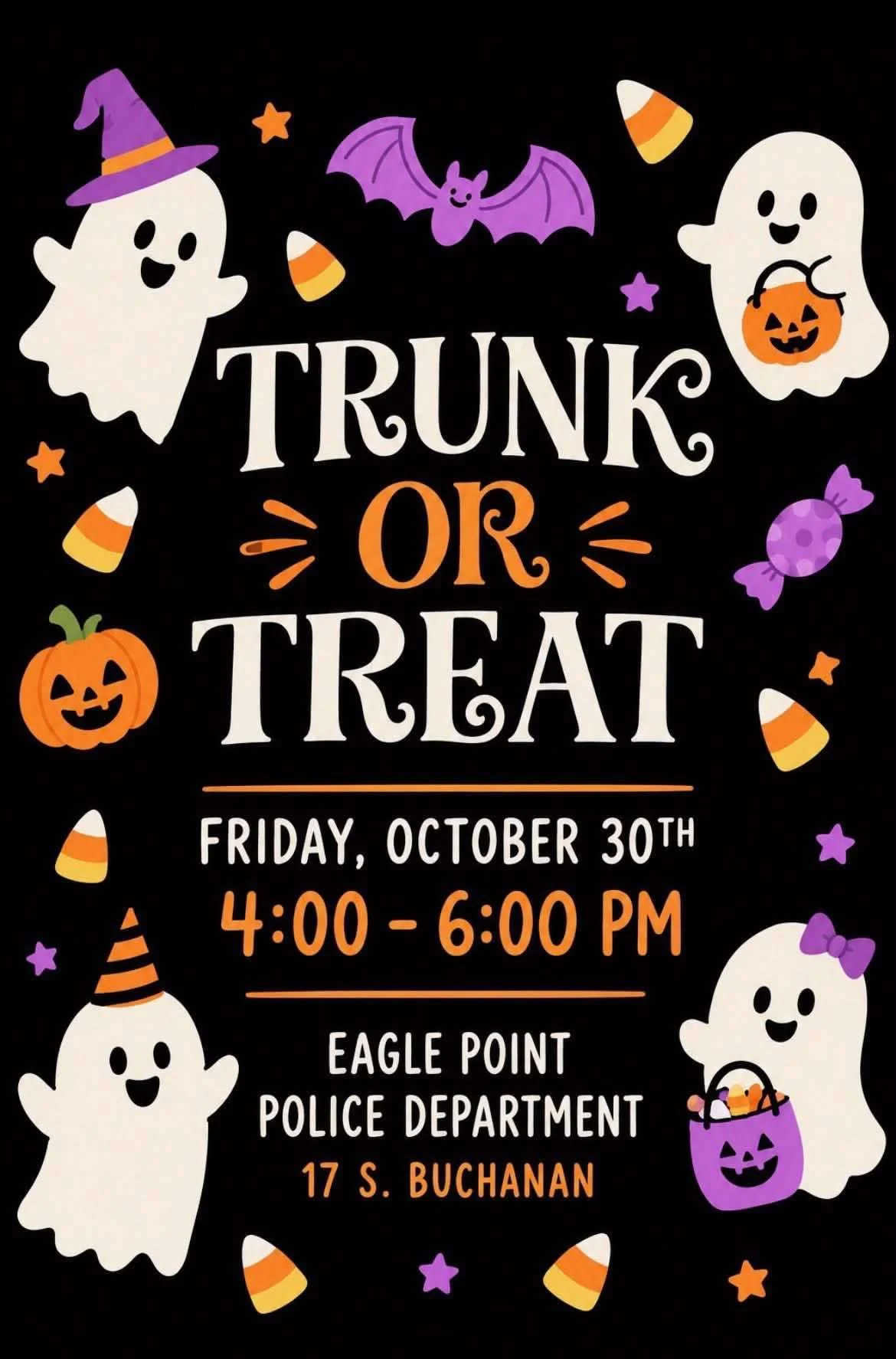 eagle point police department trunk or treat southern oregon halloween for kids