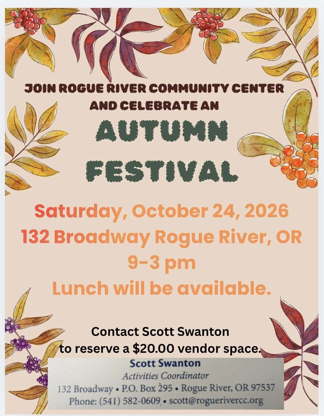 rogue river oregon craft fair autumn festival community center