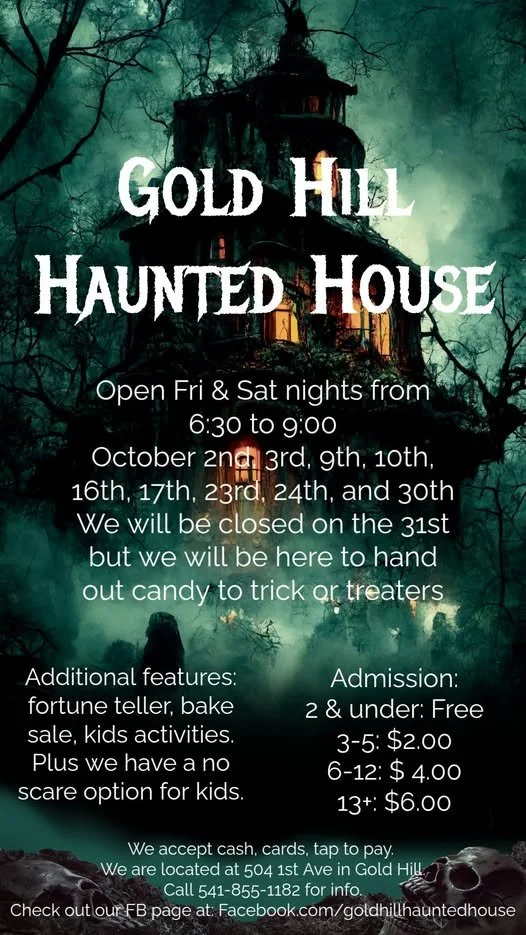 gold hill haunted house 2026 southern oregon scary halloween kid friendly no scare haunted house medford grants pass.