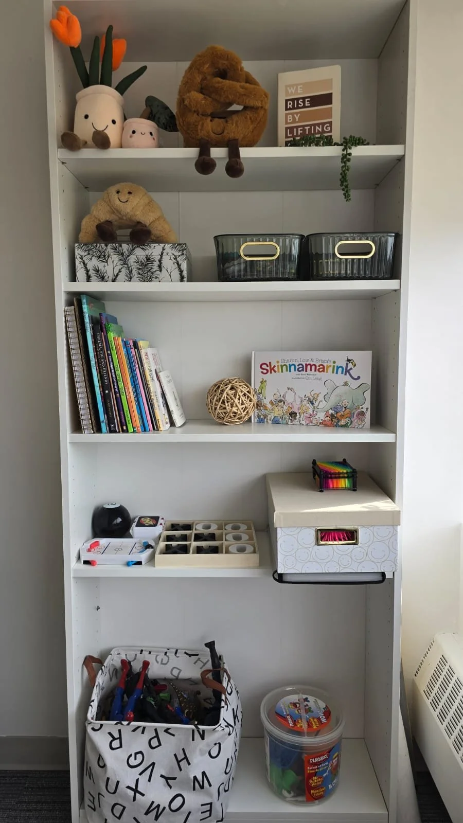 assessment office fun bookshelf with toys and books for kids and teens