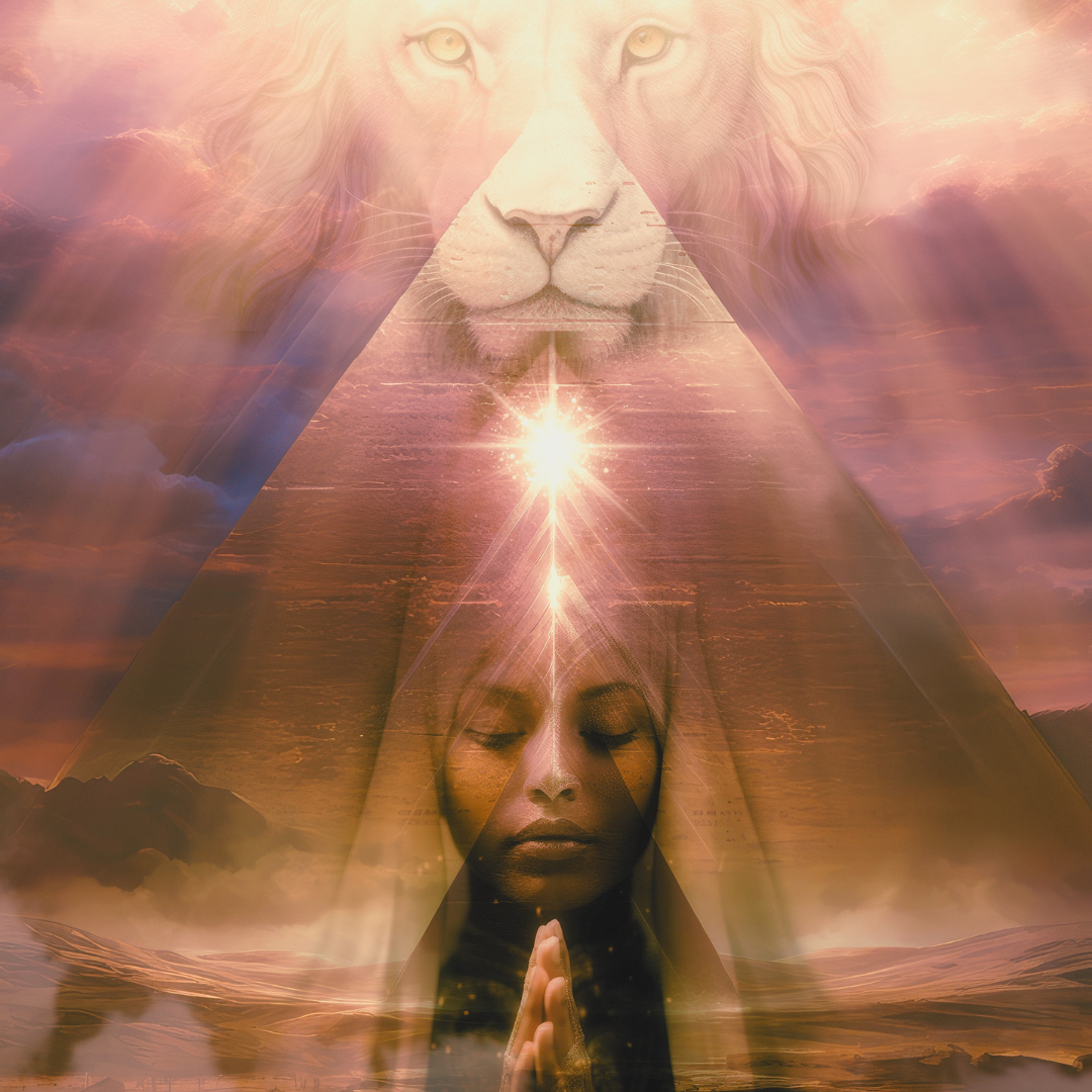Golden lion surrounded by celestial light representing the Lion's Gate Portal for Circle of Light's online guided meditation and spiritual awakening event.