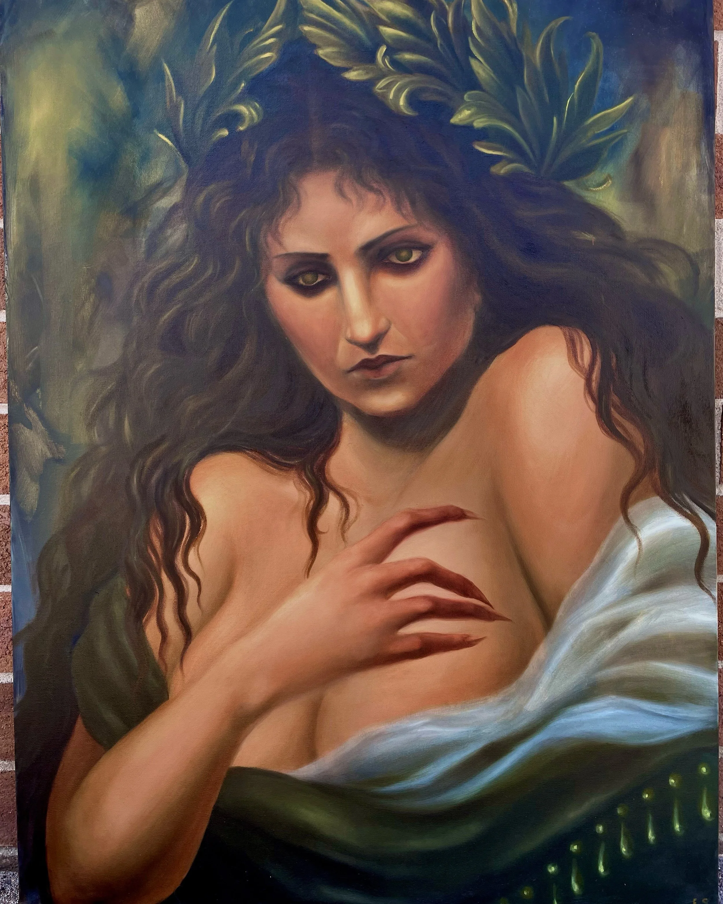 oil painting, classical painting style, woman paining
