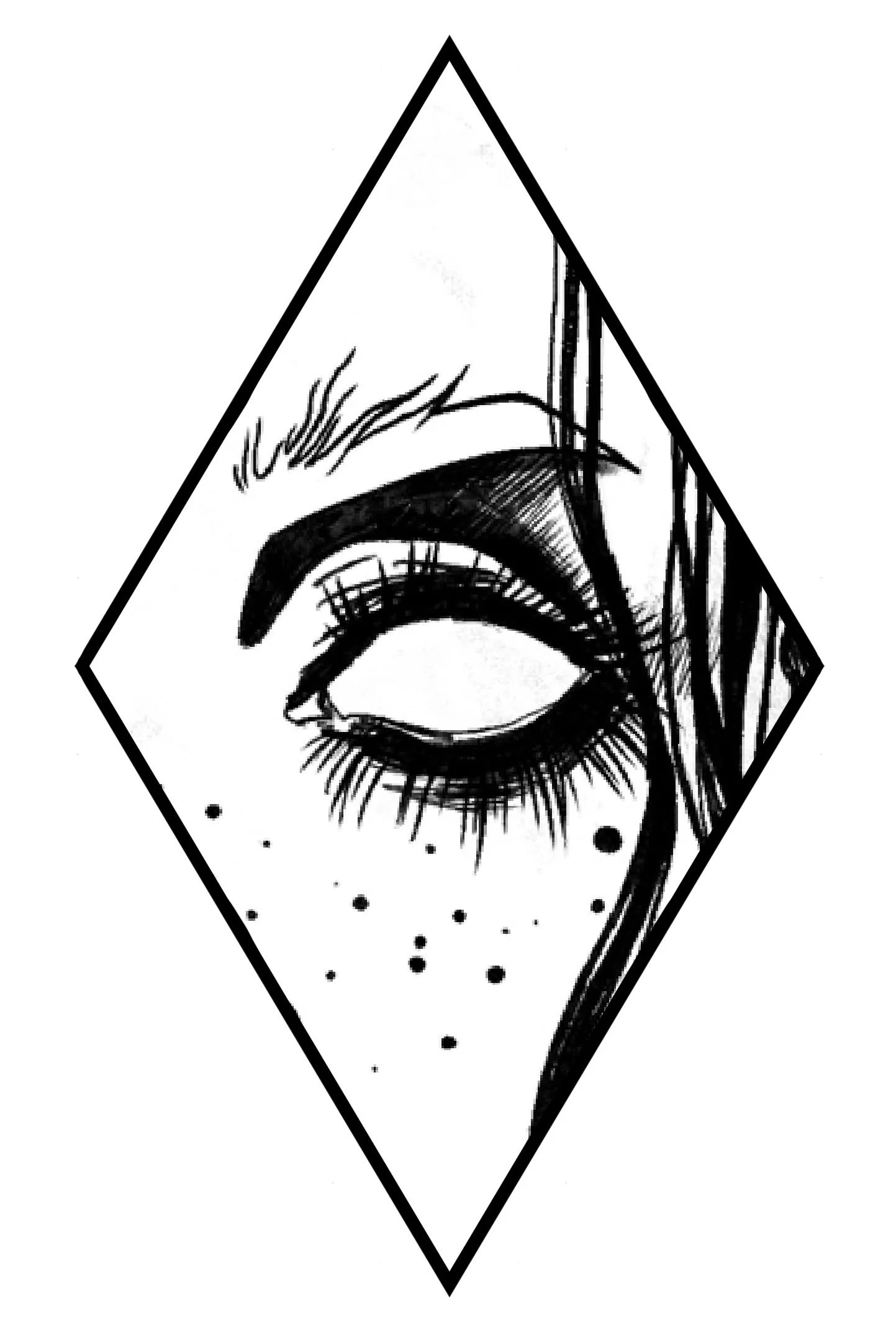 eye, dark, blaack and white, illustration