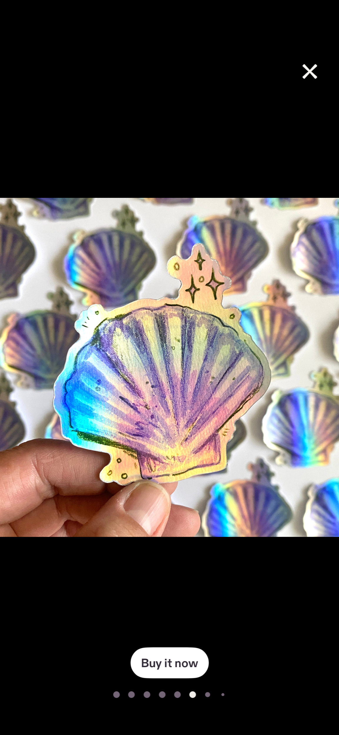 Sparkle Sea Shell | 3" Holographic Sticker Decal | Waterproof Weatherproof | Ocean Seashells