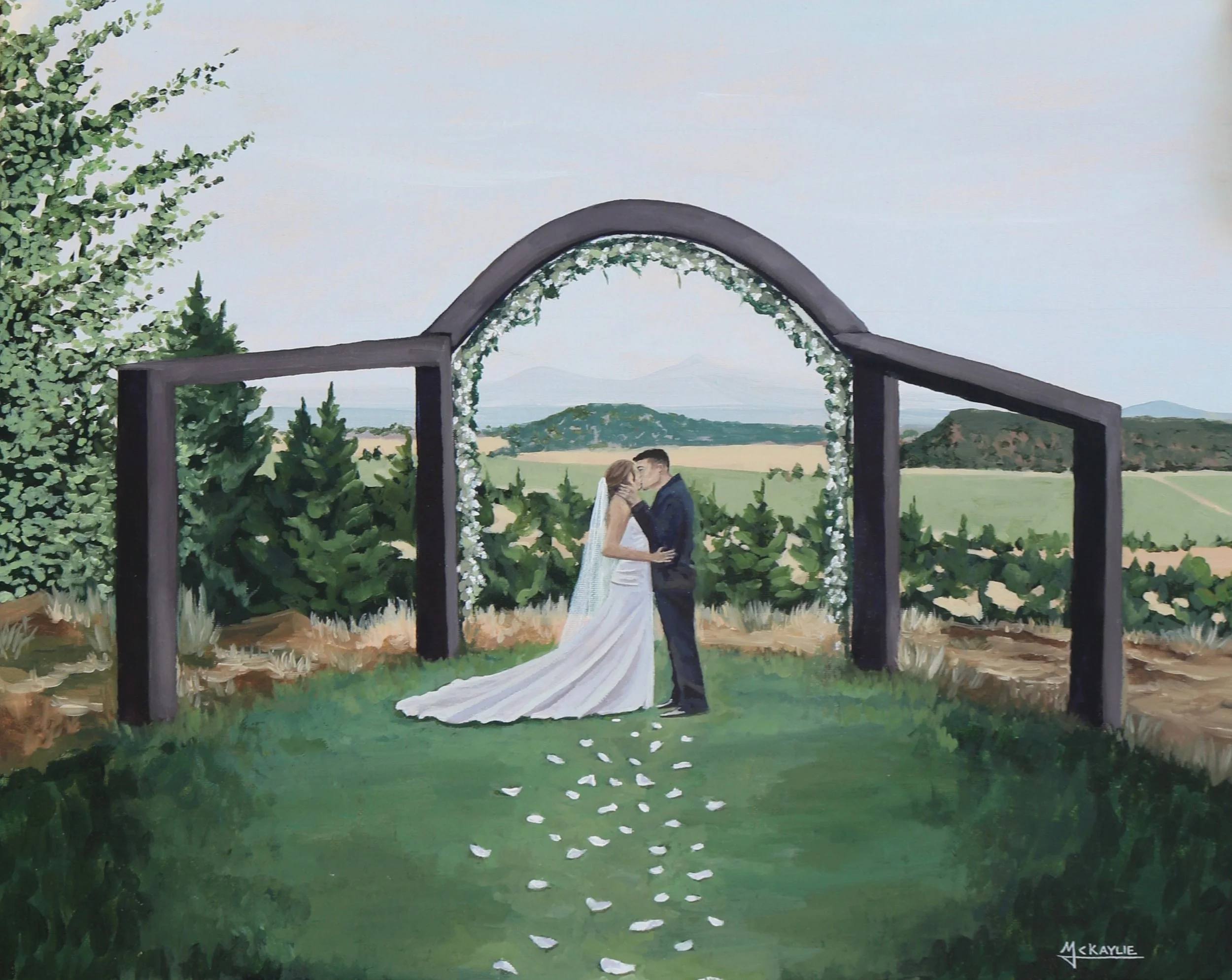 The sweetest surprise 🤍

This painting was commissioned as a gift for the bride and groom, and they had no idea it was waiting for them. There&rsquo;s something extra special about painting a wedding as a surprise! Such an honor to be a part of this
