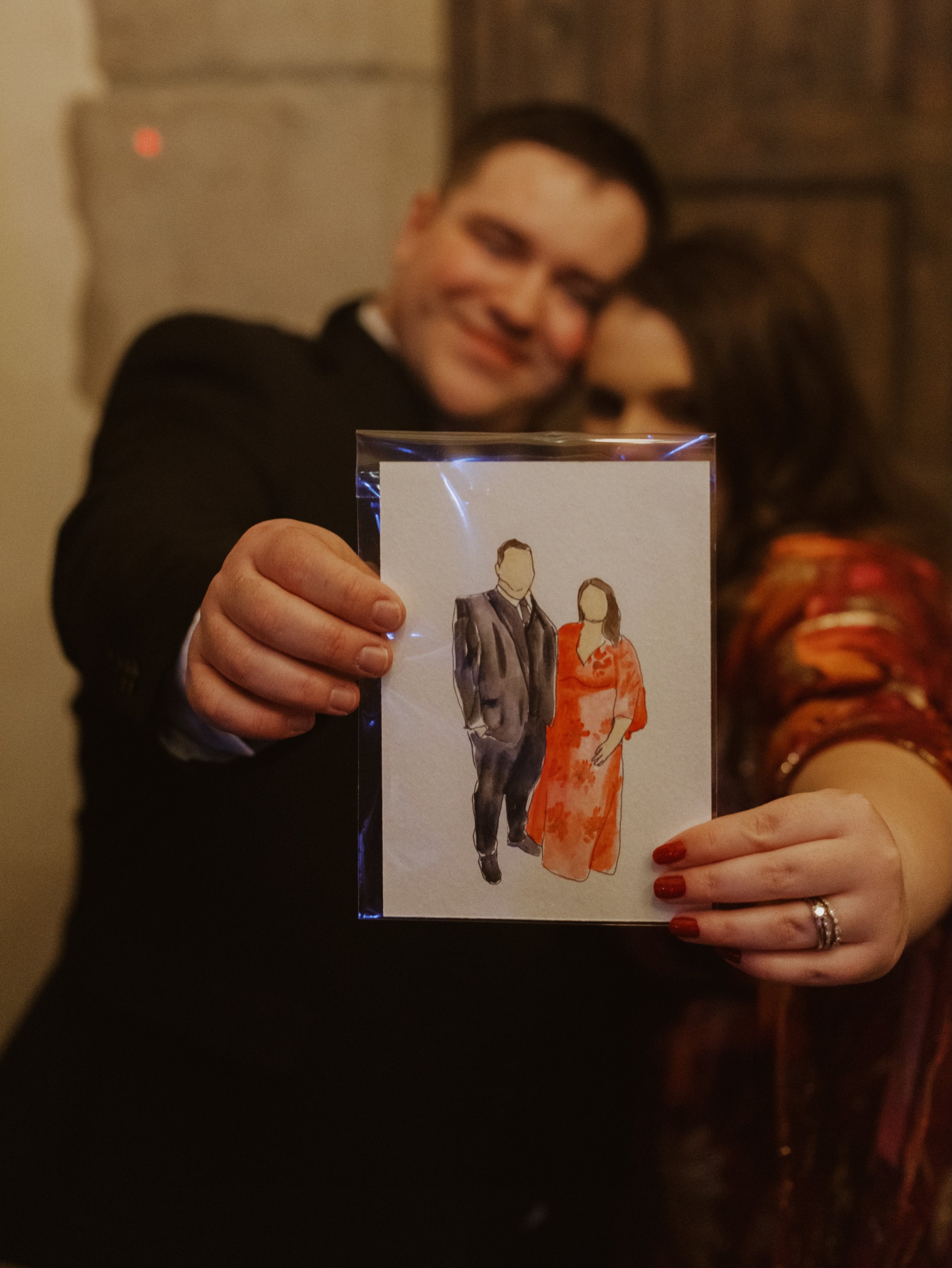 A little throwback to painting watercolor guest portraits at Ch&acirc;teau de Lis in Oregon City last year. ✨ It was such a joy to capture these beautiful moments in watercolor and be part of such a lovely celebration. 🎨🤍