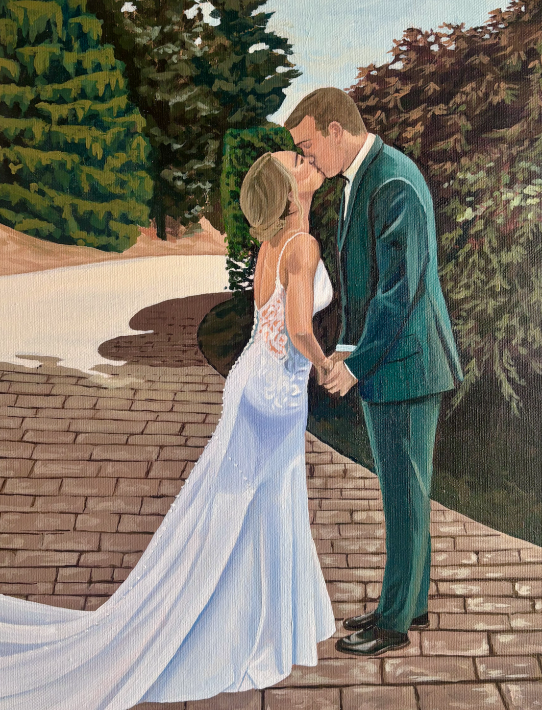 Live wedding painting, painting of bride and groom, charis art studio