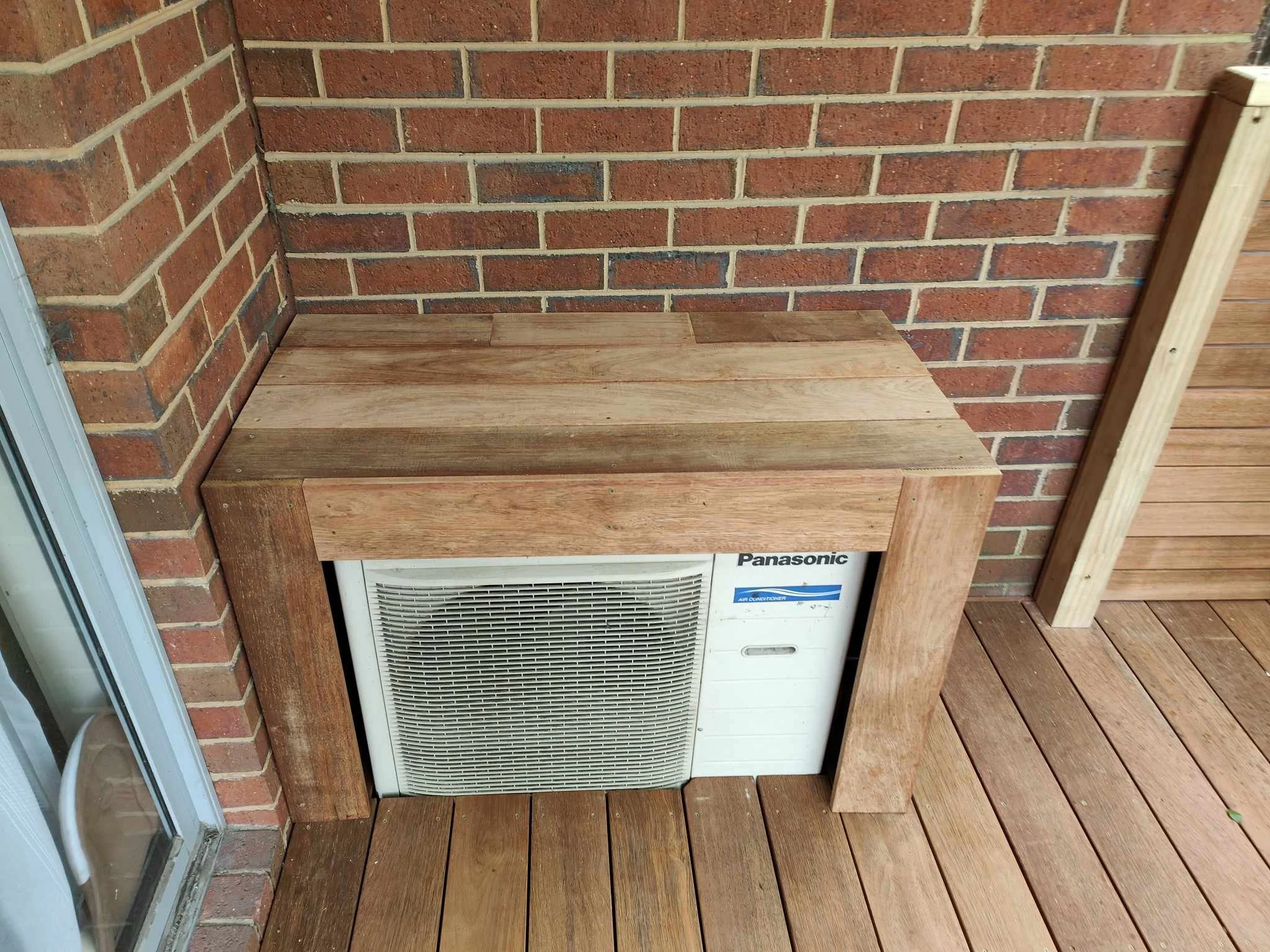 Small seating to box off this aircon unit. Quick job and makes the area look more aesthetically pleasing. Merbau boxes and custom designs from Would Work Ideas. 