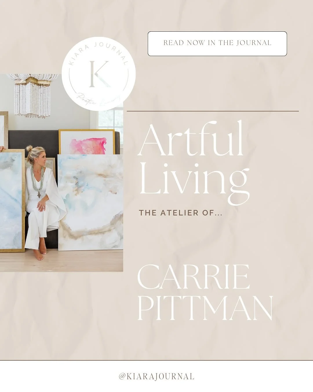 Meet @carriepittmanart a splendid artist who harnesses light, texture and colour to illuminate interiors&mdash;both indoor spaces and inner souls. Carrie&rsquo;s art is born from a deep appreciation of beauty and results in elegant abstracts that fee