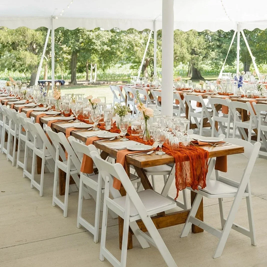 Outdoor Pole Tent Reception Setup